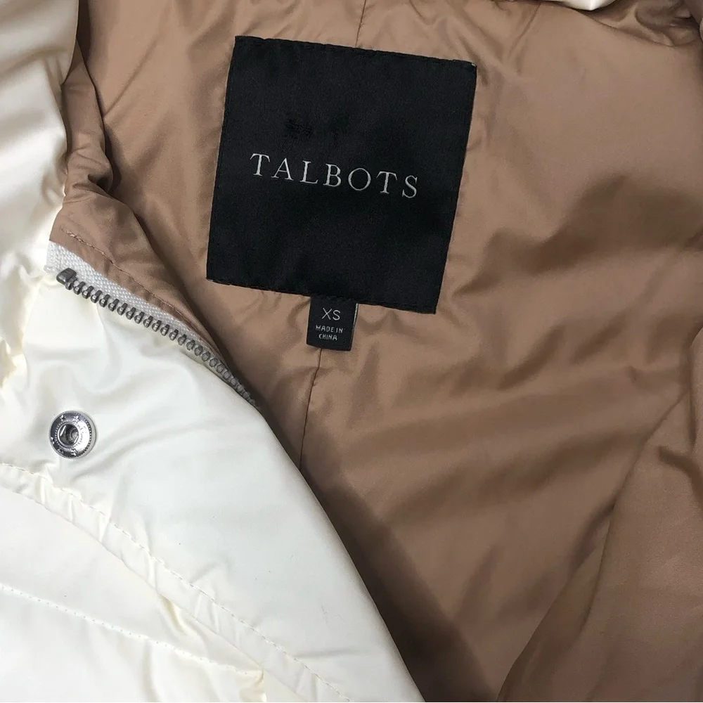 Talbots Puffer Vest Ivory Collar Extra Small